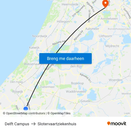 Delft Campus to Slotervaartziekenhuis map