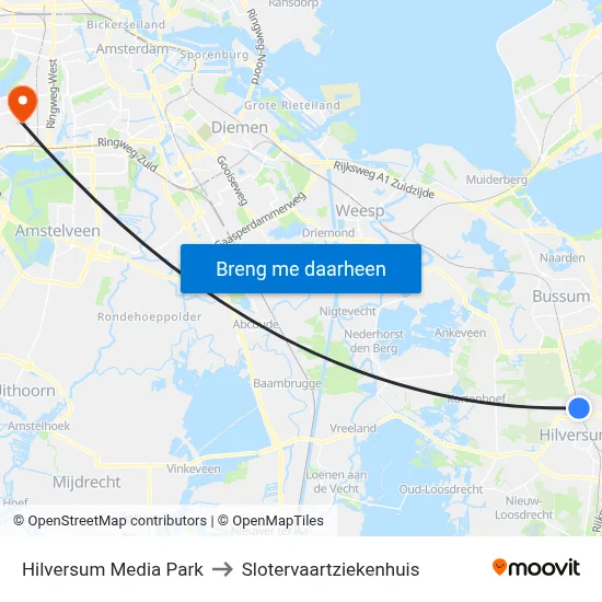 Hilversum Media Park to Slotervaartziekenhuis map