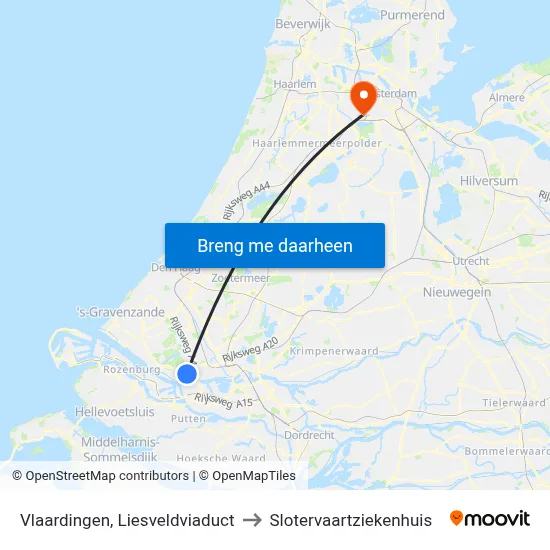 Vlaardingen, Liesveldviaduct to Slotervaartziekenhuis map