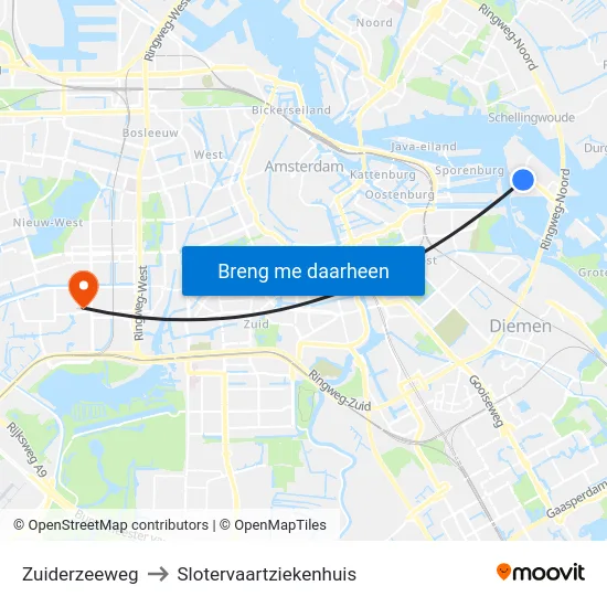 Zuiderzeeweg to Slotervaartziekenhuis map