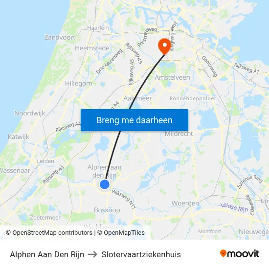 Alphen Aan Den Rijn to Slotervaartziekenhuis map