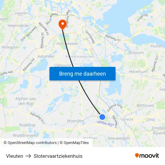 Vleuten to Slotervaartziekenhuis map