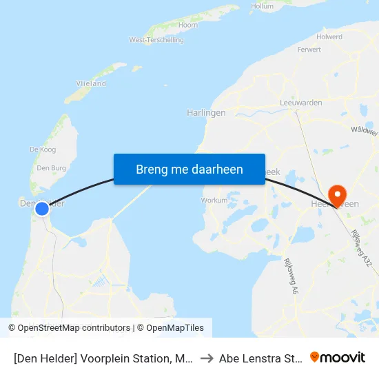 [Den Helder] Voorplein Station, Middenweg to Abe Lenstra Stadion map