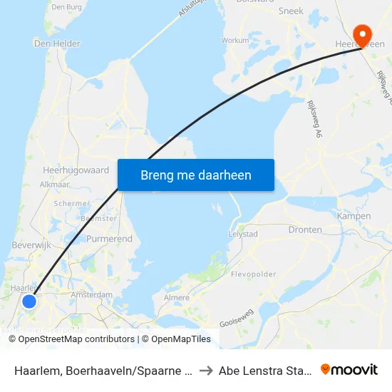 Haarlem, Boerhaaveln/Spaarne Gasth to Abe Lenstra Stadion map