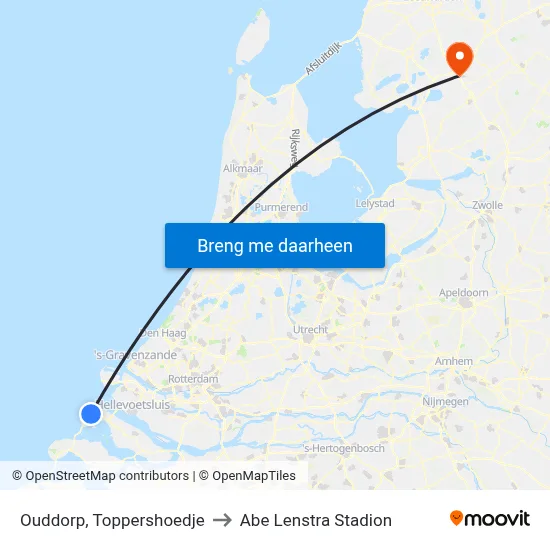 Ouddorp, Toppershoedje to Abe Lenstra Stadion map