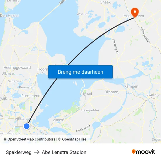 Spaklerweg to Abe Lenstra Stadion map