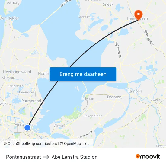 Pontanusstraat to Abe Lenstra Stadion map