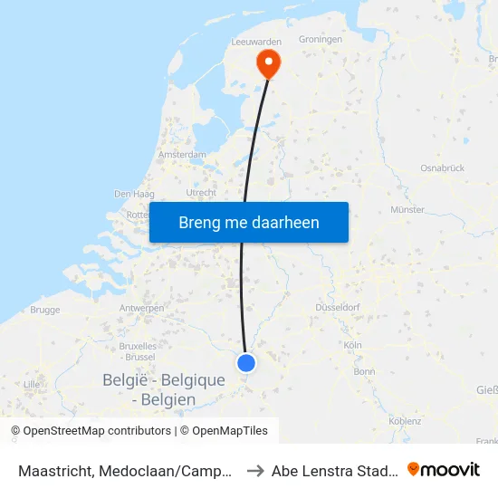 Maastricht, Medoclaan/Campagne to Abe Lenstra Stadion map