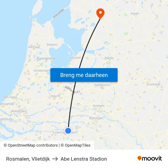 Rosmalen, Vlietdijk to Abe Lenstra Stadion map