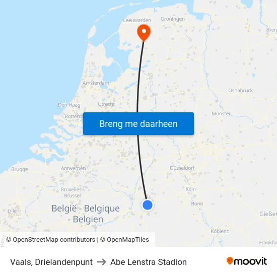 Vaals, Drielandenpunt to Abe Lenstra Stadion map