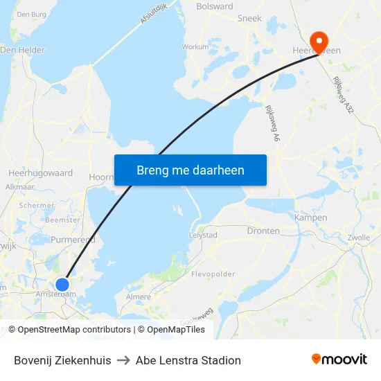 Bovenij Ziekenhuis to Abe Lenstra Stadion map