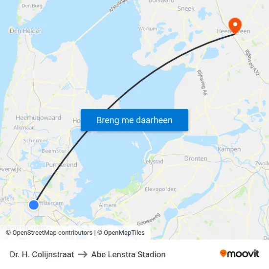 Dr. H. Colijnstraat to Abe Lenstra Stadion map