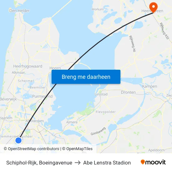 Schiphol-Rijk, Boeingavenue to Abe Lenstra Stadion map