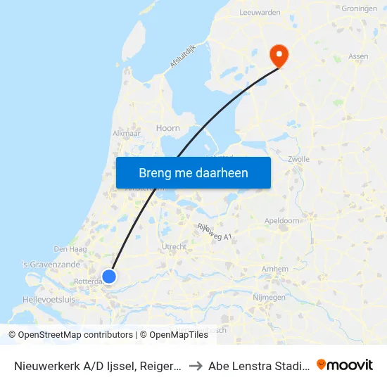 Nieuwerkerk A/D Ijssel, Reigerhof to Abe Lenstra Stadion map