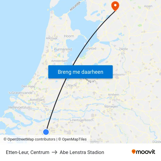 Etten-Leur, Centrum to Abe Lenstra Stadion map