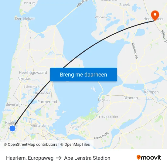 Haarlem, Europaweg to Abe Lenstra Stadion map