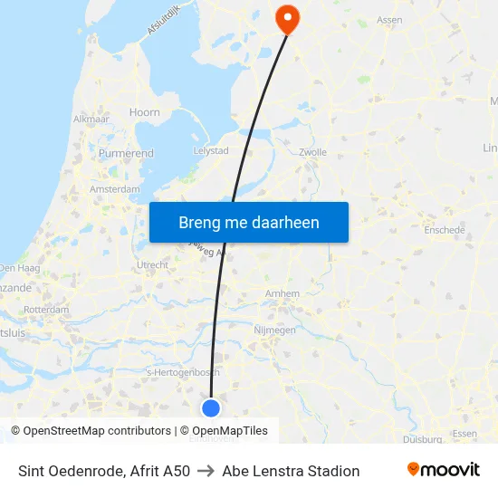 Sint Oedenrode, Afrit A50 to Abe Lenstra Stadion map