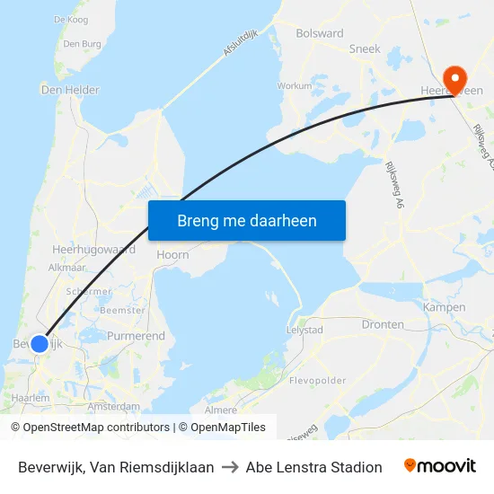 Beverwijk, Van Riemsdijklaan to Abe Lenstra Stadion map