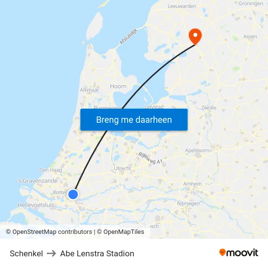 Schenkel to Abe Lenstra Stadion map