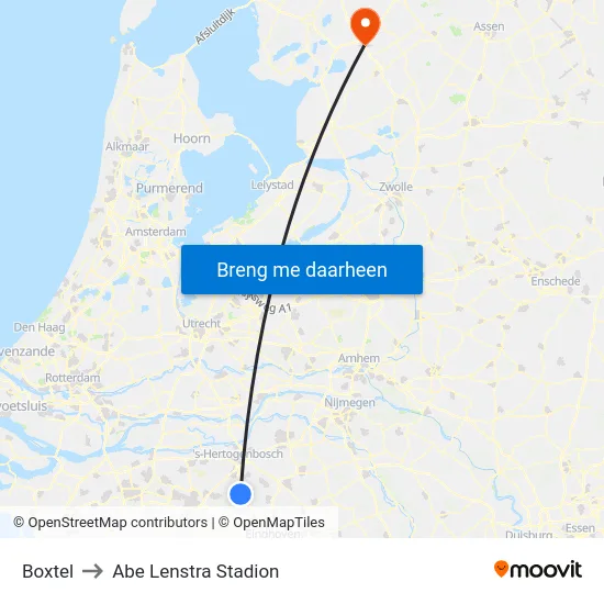 Boxtel to Abe Lenstra Stadion map