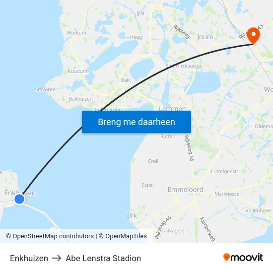 Enkhuizen to Abe Lenstra Stadion map