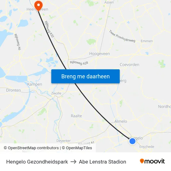 Hengelo Gezondheidspark to Abe Lenstra Stadion map