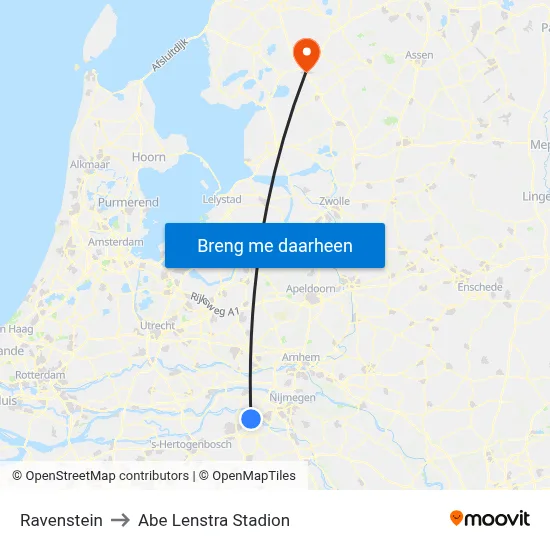 Ravenstein to Abe Lenstra Stadion map