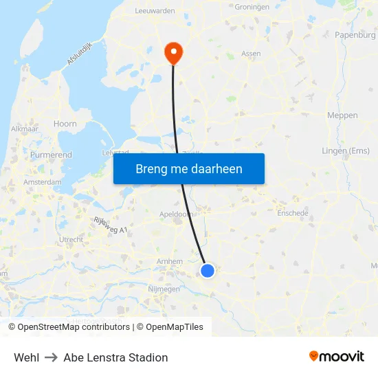 Wehl to Abe Lenstra Stadion map