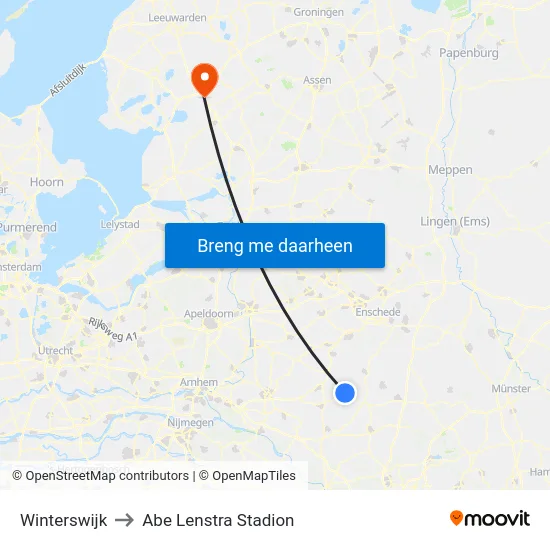 Winterswijk to Abe Lenstra Stadion map