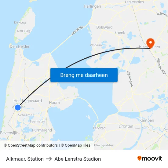 Alkmaar, Station to Abe Lenstra Stadion map