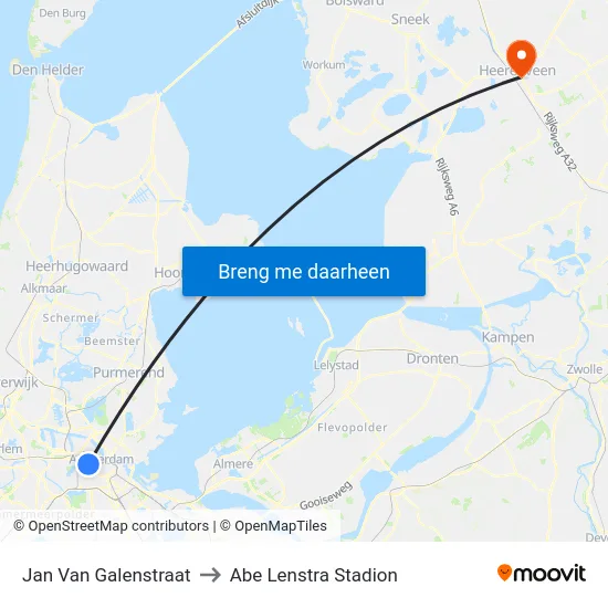 Jan Van Galenstraat to Abe Lenstra Stadion map