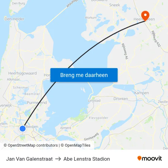Jan Van Galenstraat to Abe Lenstra Stadion map