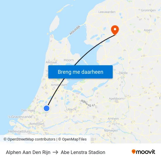 Alphen Aan Den Rijn to Abe Lenstra Stadion map
