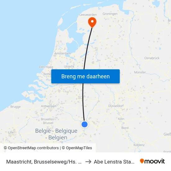 Maastricht, Brusselseweg/Hs. Zuyd to Abe Lenstra Stadion map