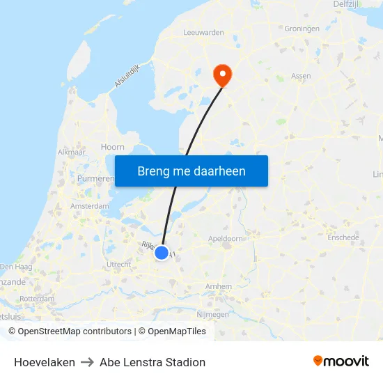 Hoevelaken to Abe Lenstra Stadion map
