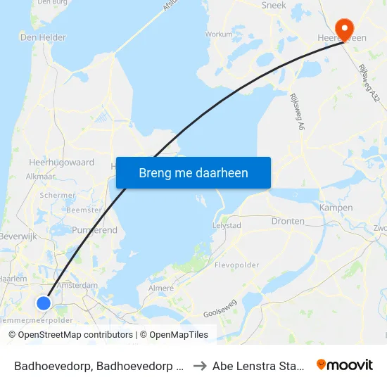 Badhoevedorp, Badhoevedorp West to Abe Lenstra Stadion map