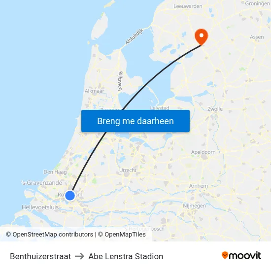 Benthuizerstraat to Abe Lenstra Stadion map