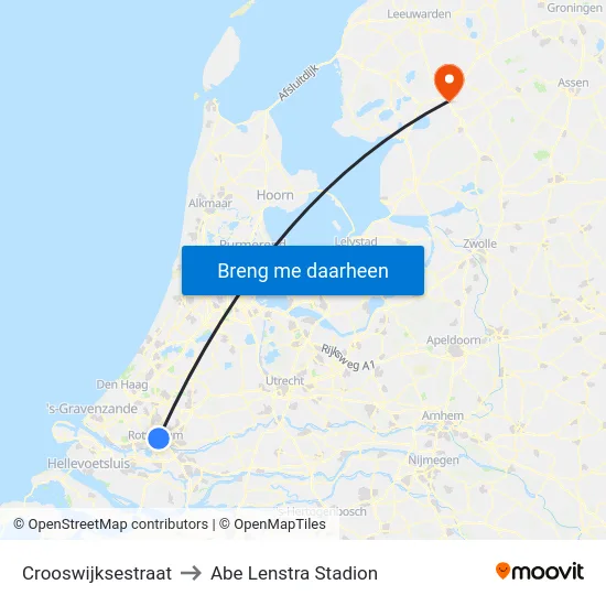 Crooswijksestraat to Abe Lenstra Stadion map