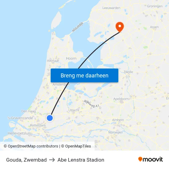 Gouda, Zwembad to Abe Lenstra Stadion map