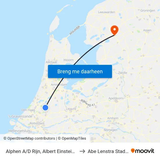 Alphen A/D Rijn, Albert Einsteinweg to Abe Lenstra Stadion map
