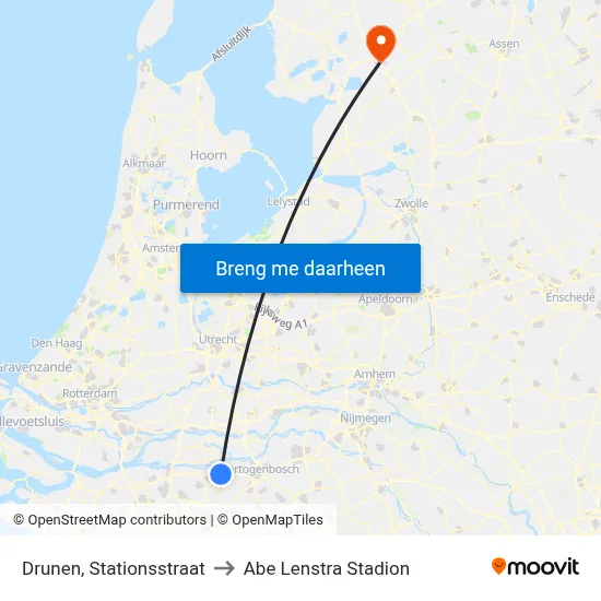 Drunen, Stationsstraat to Abe Lenstra Stadion map