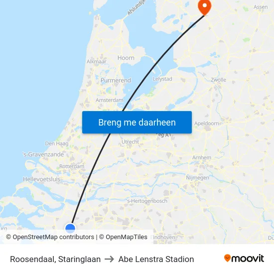 Roosendaal, Staringlaan to Abe Lenstra Stadion map
