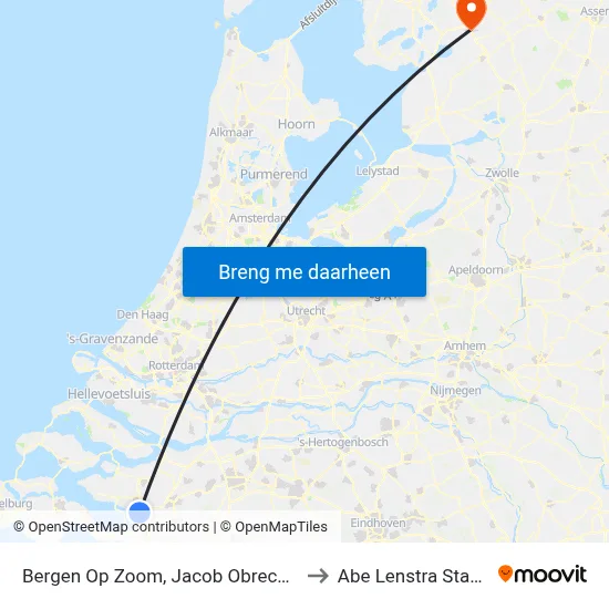 Bergen Op Zoom, Jacob Obrechtlaan to Abe Lenstra Stadion map