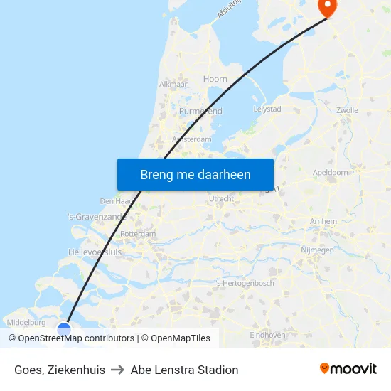 Goes, Ziekenhuis to Abe Lenstra Stadion map