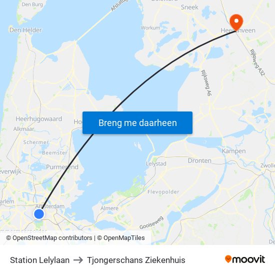 Station Lelylaan to Tjongerschans Ziekenhuis map