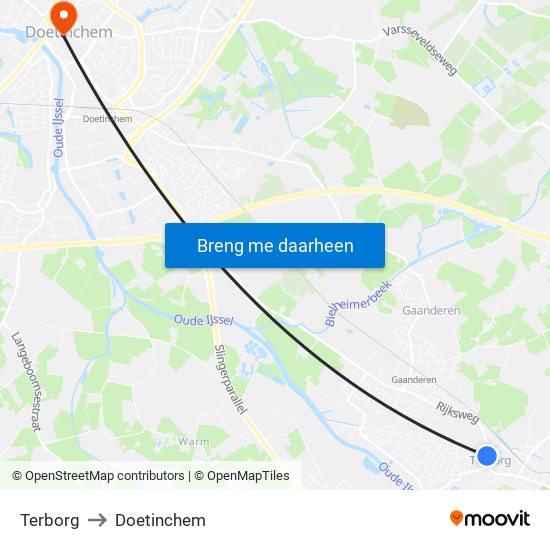 Terborg to Doetinchem map