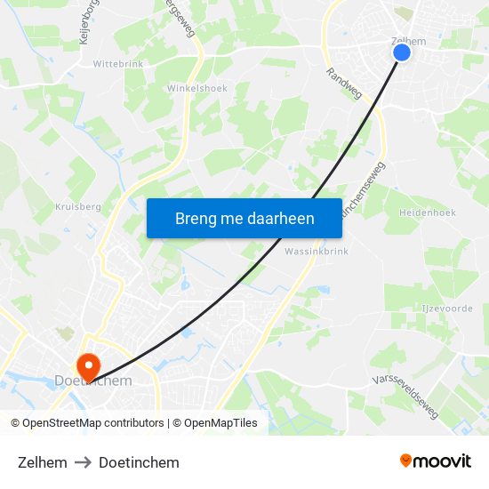 Zelhem to Doetinchem map