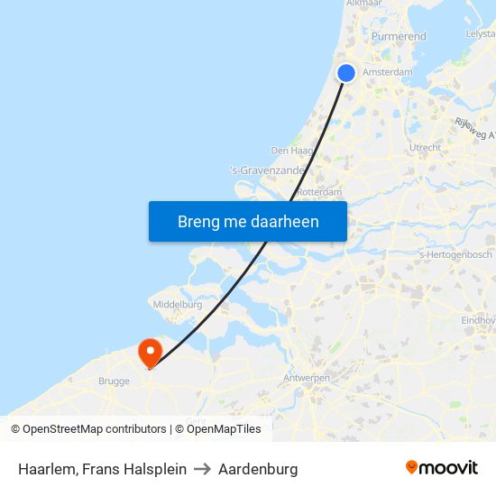 Haarlem, Frans Halsplein to Aardenburg map