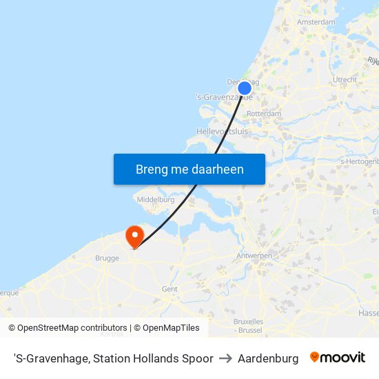 'S-Gravenhage, Station Hollands Spoor to Aardenburg map