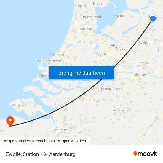 Zwolle, Station to Aardenburg map